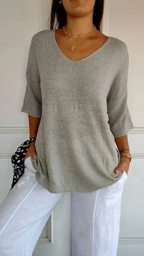 Kit 3 Blusas Femininas Luna em Malha Leve Decote V