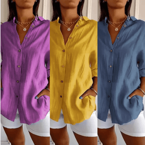 Kit 3 Camisas Ibiza em Linho de Algodão – Design Semi Plissado
